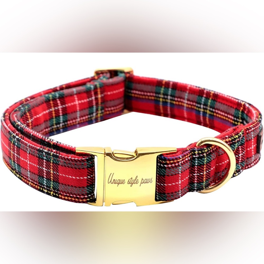 Christmas Tartan Dog Collar NWT Large